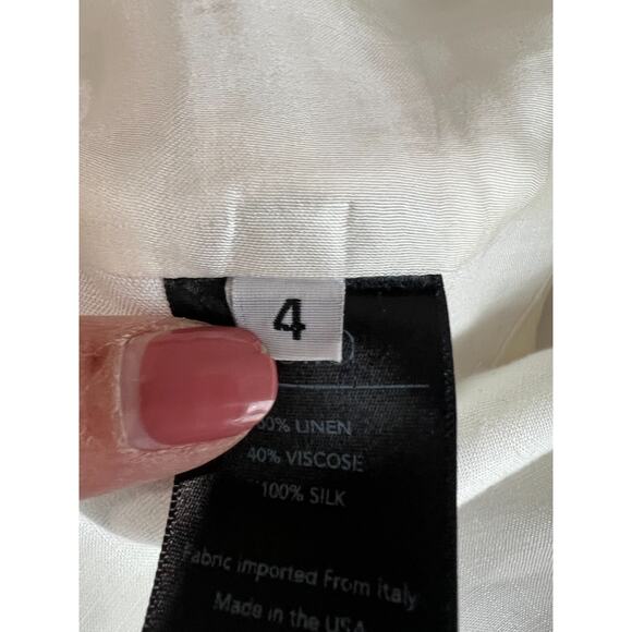 650 $ Fiorla Ivory Silk Linen Cropped blazer Top ,USA ,Womens Size 4-L - Picture 8 of 9